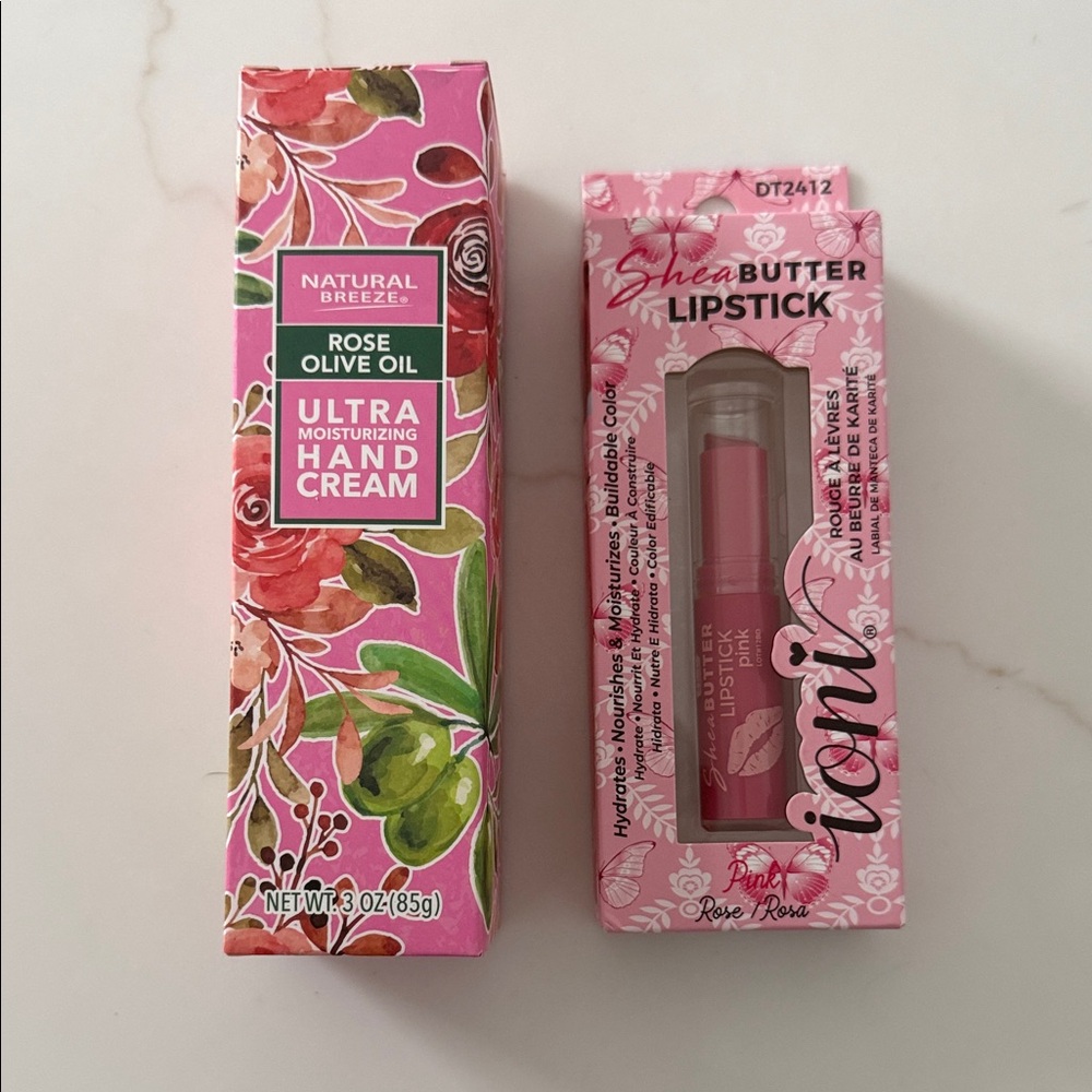 Beauty Set Ioni Pink Shea Butter Lipstick + Hand Cream
